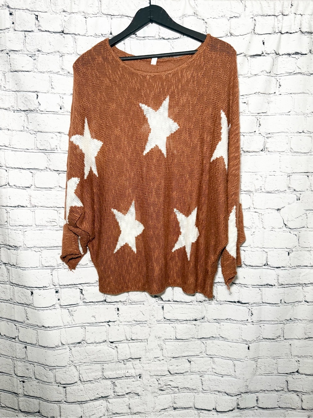 Rust Star Pattern Knit Sweater. Size S